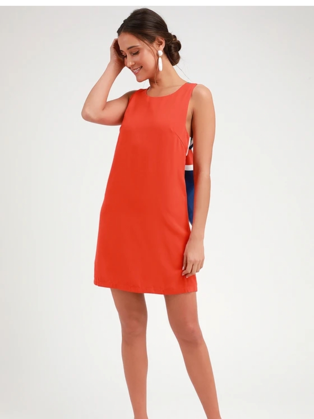 Lulus Joyful Red Orange Multi Stripe Tie-Back Mini Dress - Picture 3 of 10